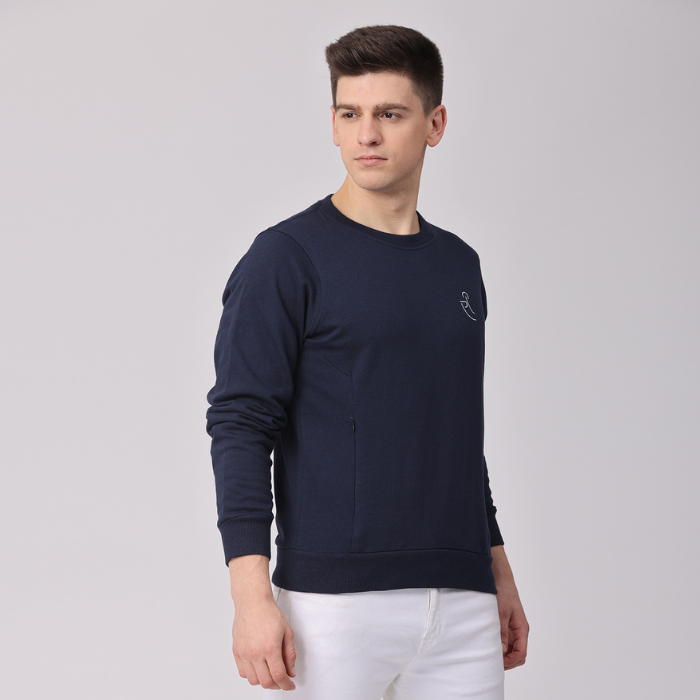 Navy Blue Slim Fit Sweatshirt