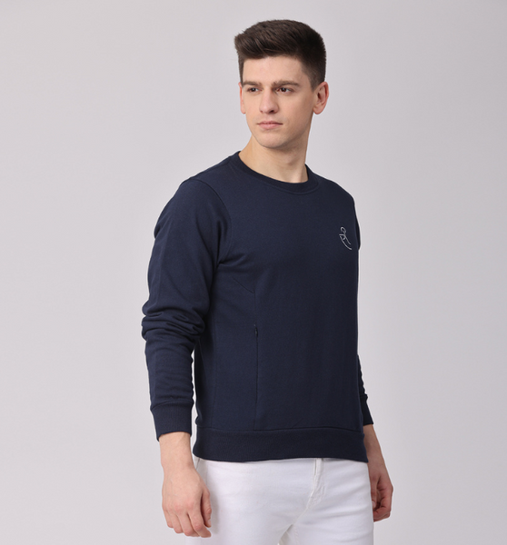 Navy Blue Slim Fit Sweatshirt
